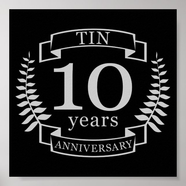 Póster Marfil Aniversario del boda tradicional de 10 años (Frente)