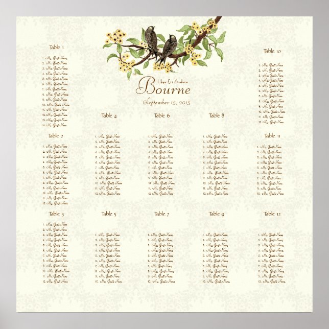 Póster Marfil Vintage Love Birds (Frente)