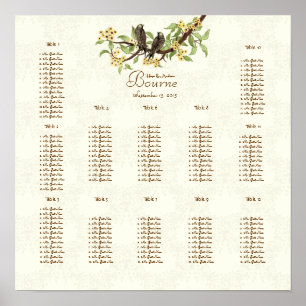 Póster Marfil Vintage Love Birds Yellow Bloom 12 Tables
