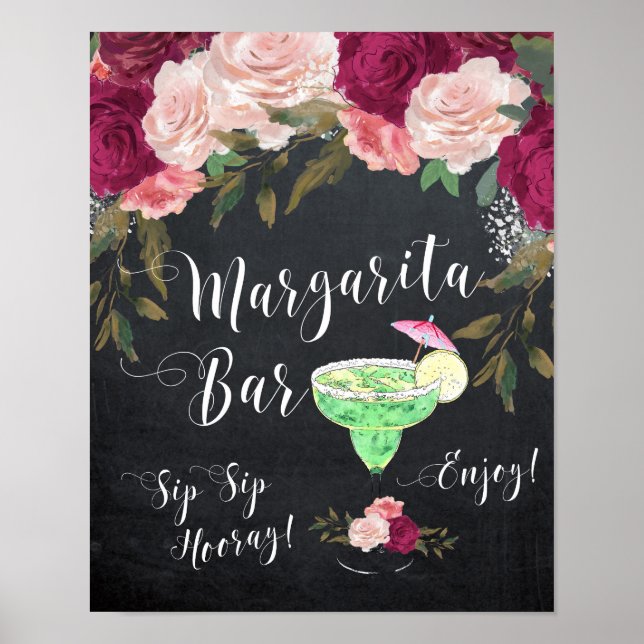 Póster Margarita bar sign wedding poster chalkboard (Frente)