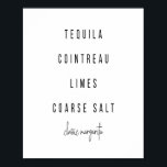 Póster Margarita Cocktail Receta<br><div class="desc">Margarita Cocktail Receta</div>