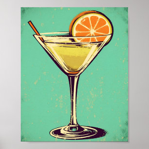 Póster Margarita coctail, retro, color de postel suave.