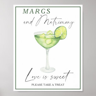 Póster Margarita ducha de novia El amor es dulce, tómate 