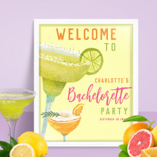 Póster Margarita Lime Personalizado Bachelorette Party Bi