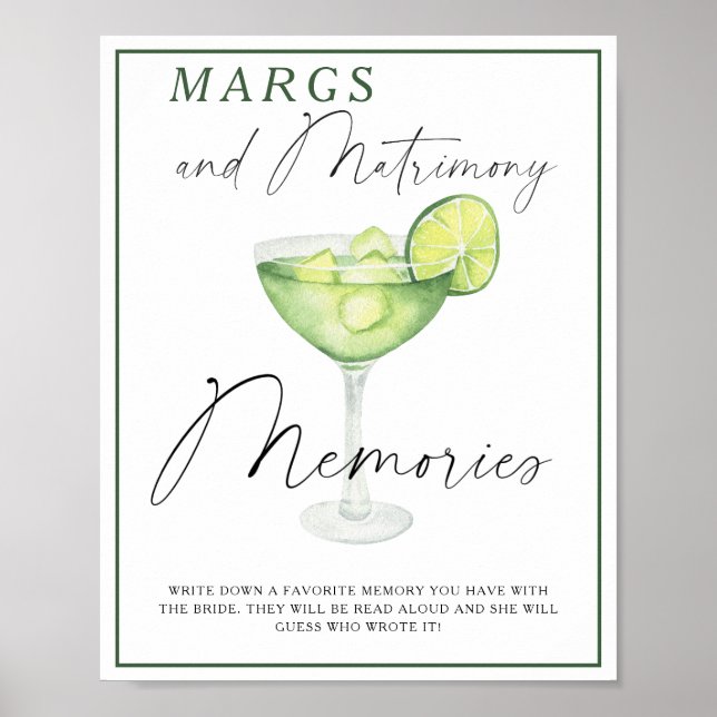 Póster Margarita Recuerdos de ducha con novia (Frente)