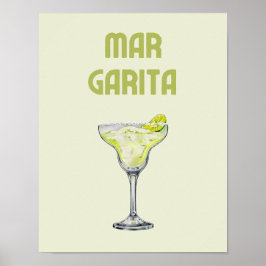Póster Margarita Retro Lime Green Coctail Poster