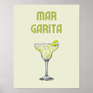Póster Margarita Retro Lime Green Coctail Poster