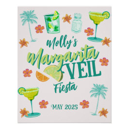 Póster Margarita Veil Bachelorette Party Ilustrada