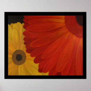 Póster Margaritas del Gerbera del aceite original en lona