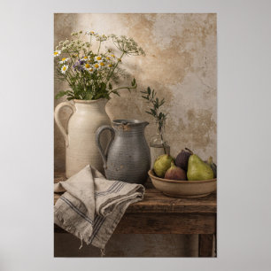 Póster Margaritas, Higos y Jarros de Gres