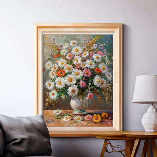 Póster Margaritas pintadas con gouache colorido