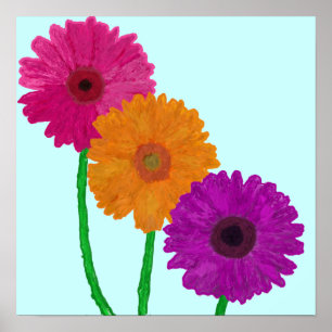 Póster Margaritas pintadas del Gerbera