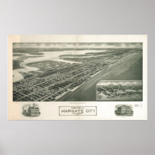 Póster Margate City 1925, NJ Birds Eye View Panoramic Map