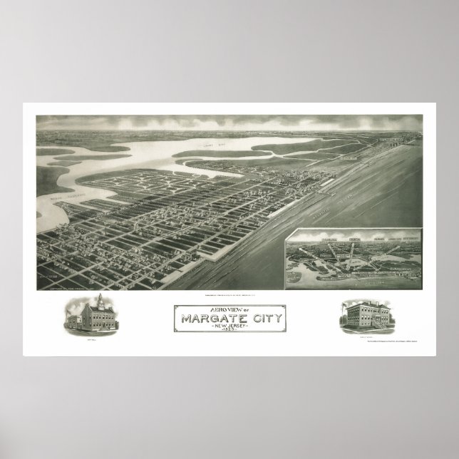 Póster Margate City, NJ Panoramic Map - 1925 (Frente)