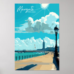 Póster Margate Inglaterra ilustracion de viaje vintage