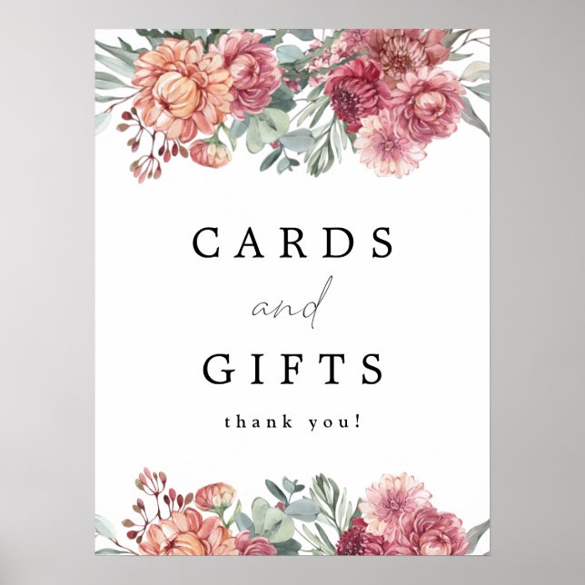 Póster MARGOT Tarjetas y regalos florales rosa polvorient (Frente)