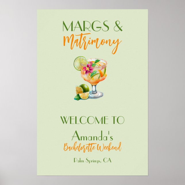 Póster Margs and Matrimony Tequila & Fiesta Bachelorette (Frente)
