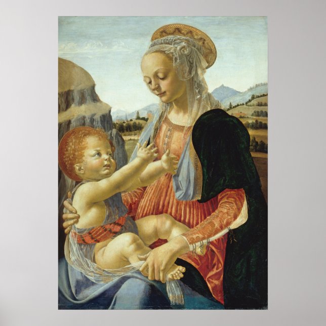Póster María con el niño por Andrea Del Verrocchio (Frente)