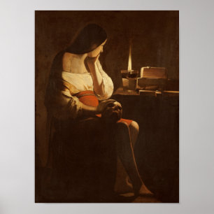 Póster Maria Magdalena con una luz de la noche, 1630-35