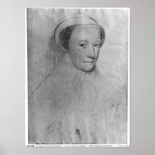 Póster María, Reina de los escoceses en luto blanco, 1560 (Frente)