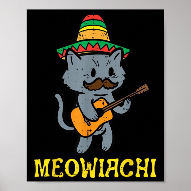 Póster Mariachi Cato Meowiachi Funny Cinco De Mayo México (Frente)