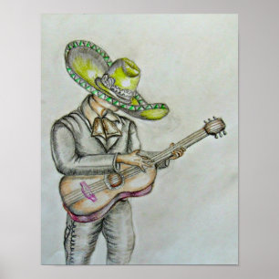 Póster Mariachi con la guitarra