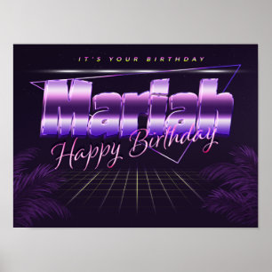 Póster Mariah Name Vorname lila retro Poster Geburtstag