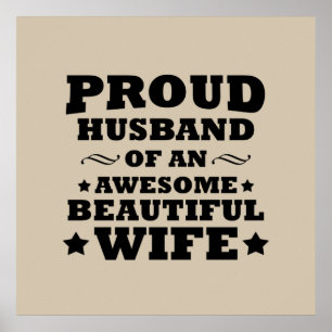 Póster marido orgulloso de una esposa increíble y hermosa