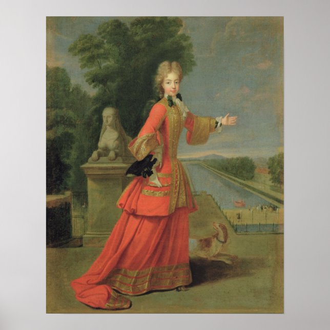 Póster Marie-Adelaide de Savoie con vestido de caza (Frente)