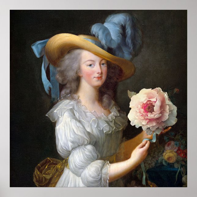 Póster Marie Antoinette con Flor Anemona Rosa (Frente)