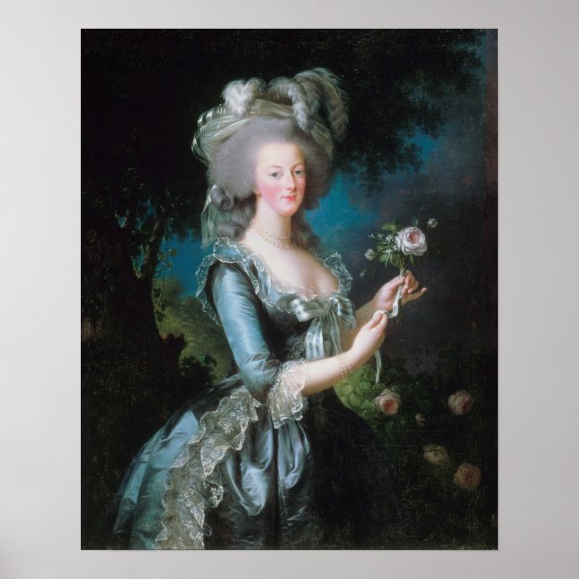 Póster Marie Antoinette con un Rosa de Elisabeth Le Brun (Frente)
