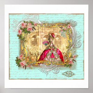 Póster Marie Antoinette Fiesta en Versalles en Aqua