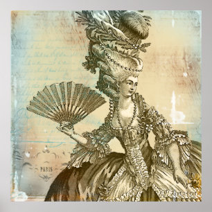Póster Marie Antoinette Sepia Parchment Lg. Poster