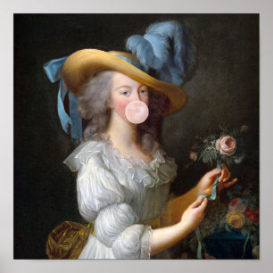 Póster Marie Antoinette soplando un chicle rosa