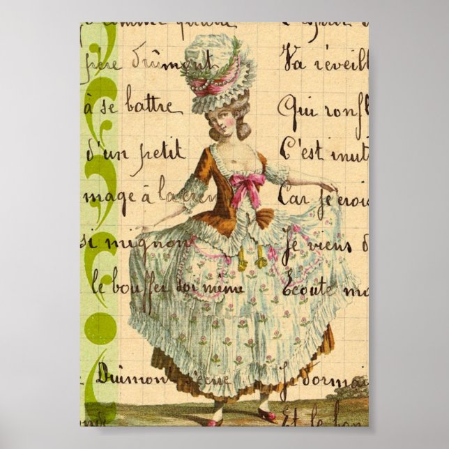 Póster Marie, Vintage Lady Digital Art (Frente)