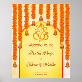 Póster Marigold garlands de Ganesha Haldi Ganesh pooja