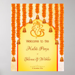 Póster Marigold garlands de Ganesha Haldi Ganesh pooja