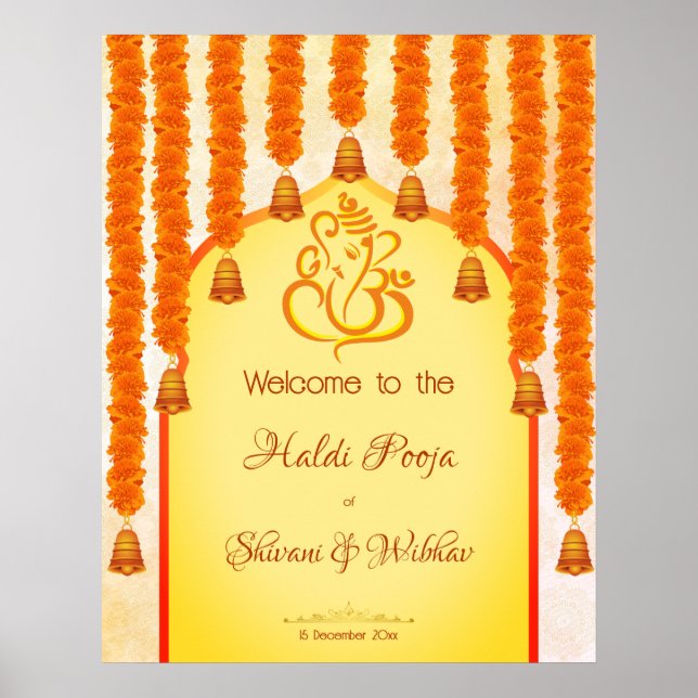 Póster Marigold garlands de Ganesha Haldi Ganesh pooja (Frente)