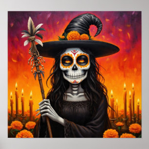 Póster MarigoldDíaDeLosMuertosBruja