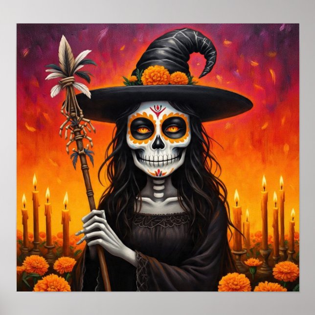Póster MarigoldDíaDeLosMuertosBruja (Frente)