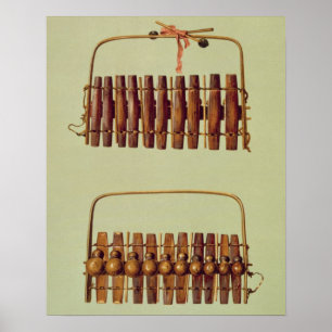 Póster Marimba, vista frontal y posterior, sudafricana, d