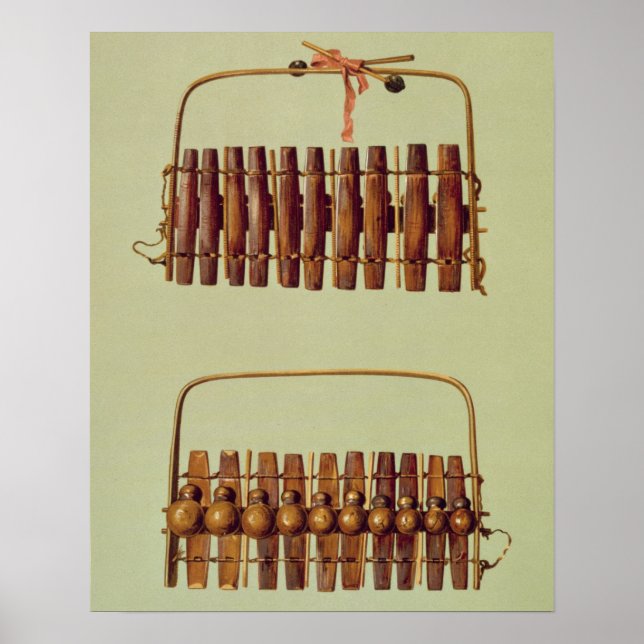 Póster Marimba, vista frontal y posterior, sudafricana, d (Frente)