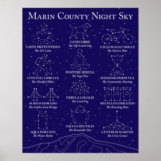 Póster Marin County Night Sky Poster Black