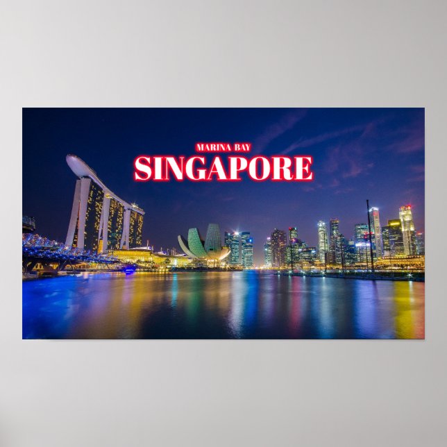 Póster Marina Bay En La Noche 2 - Singapur (Frente)
