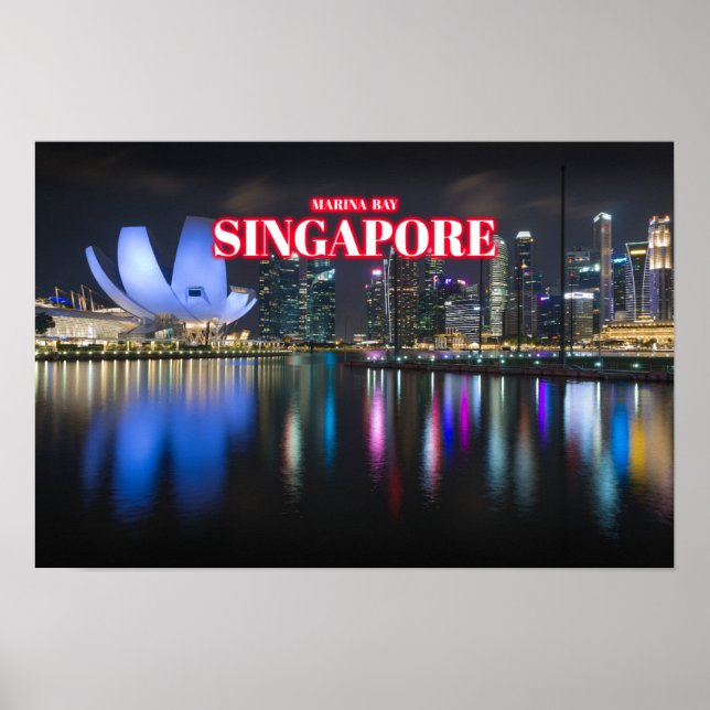 Póster Marina Bay En La Noche 3 - Singapur (Frente)