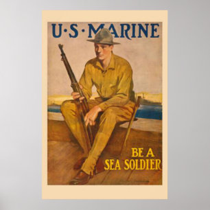 Póster Marina de los Estados Unidos: un soldado marino