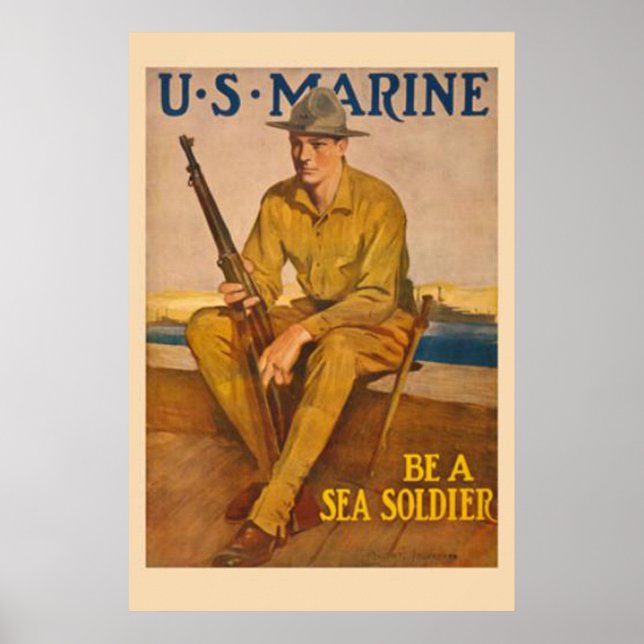 Póster Marina de los Estados Unidos: un soldado marino (Frente)
