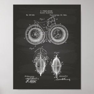 Póster Marine Velocipede 1895 Patent Art Chalkboard