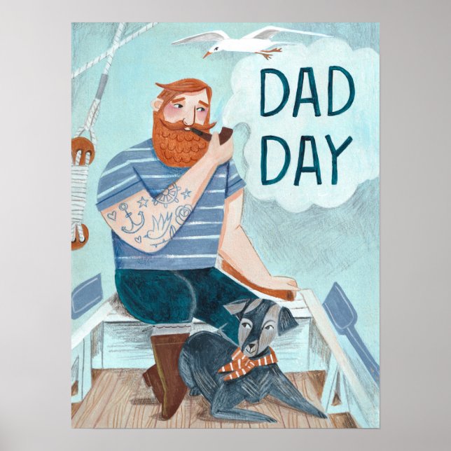 Póster marinero superhéroe del día de los padres (Frente)