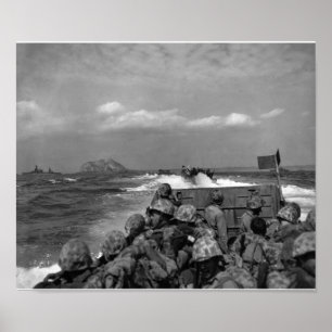 Póster Marines Aproximándose a Iwo Jima - Segunda Guerra
